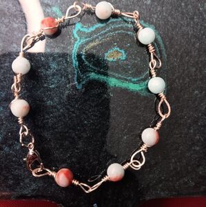 ✨ Soothing & Calming Blue Agalomite Bracelet | Handmade WireWrapped Link Jewelry